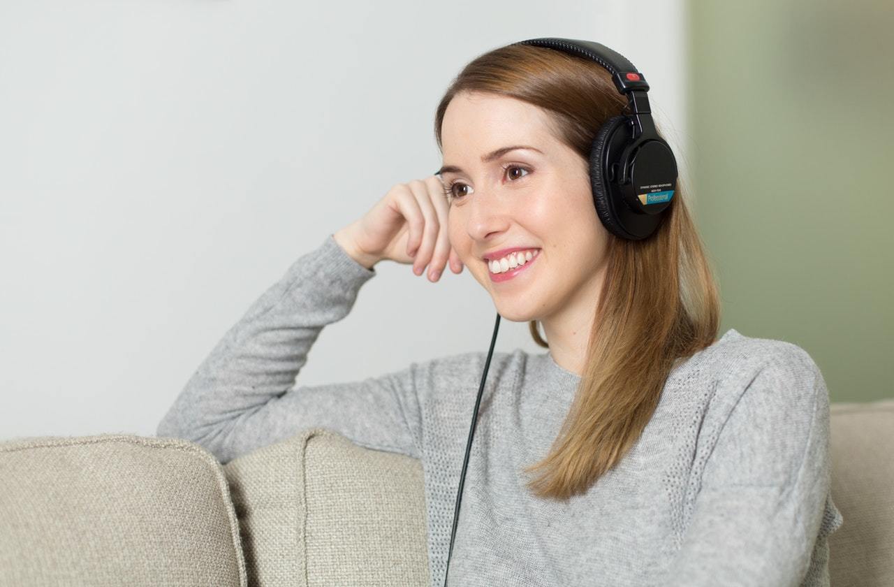 woman girl headphones music